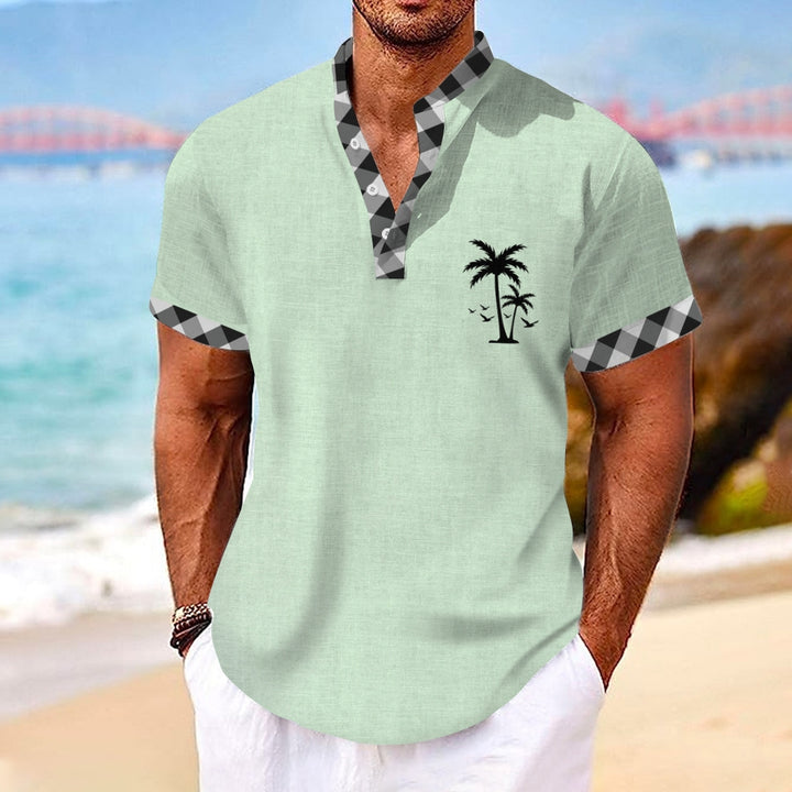 Men's Plaid Coconut Palm Resort Hawaiian 3D Print Shirt