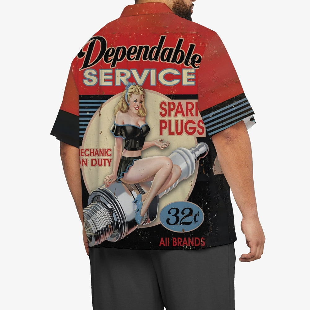 Car Repair Pinup Girl Plus Size Short Sleeve Shirt 2407000114