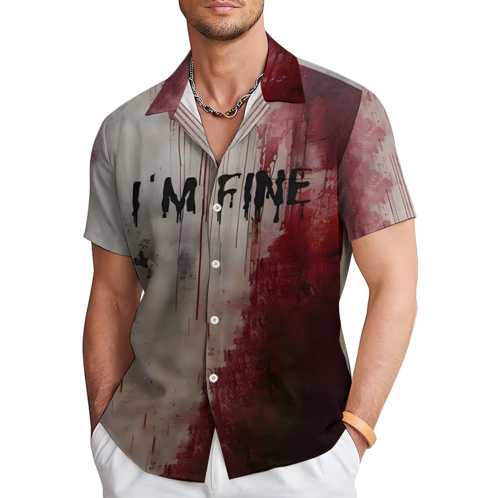 Casual dark men's Halloween party evening button-down shirt 2409001088