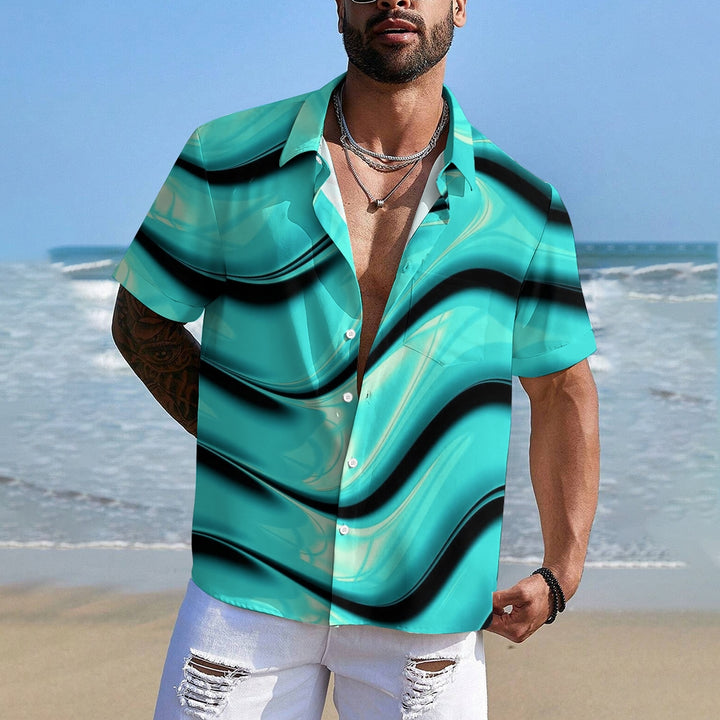 Hawaiian Ombre Art Print Men's Button Pocket Short Sleeve Shirt 2407003881