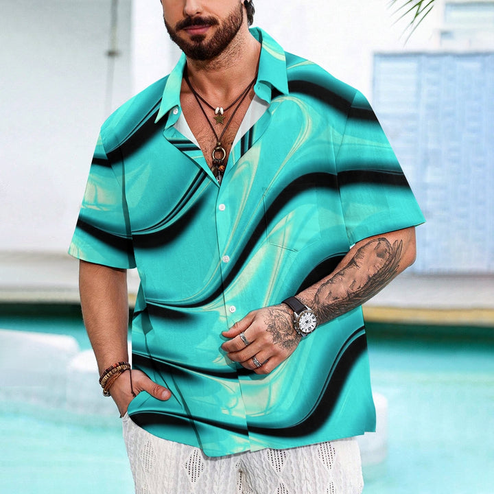 Hawaiian Ombre Art Print Men's Button Pocket Short Sleeve Shirt 2407003881