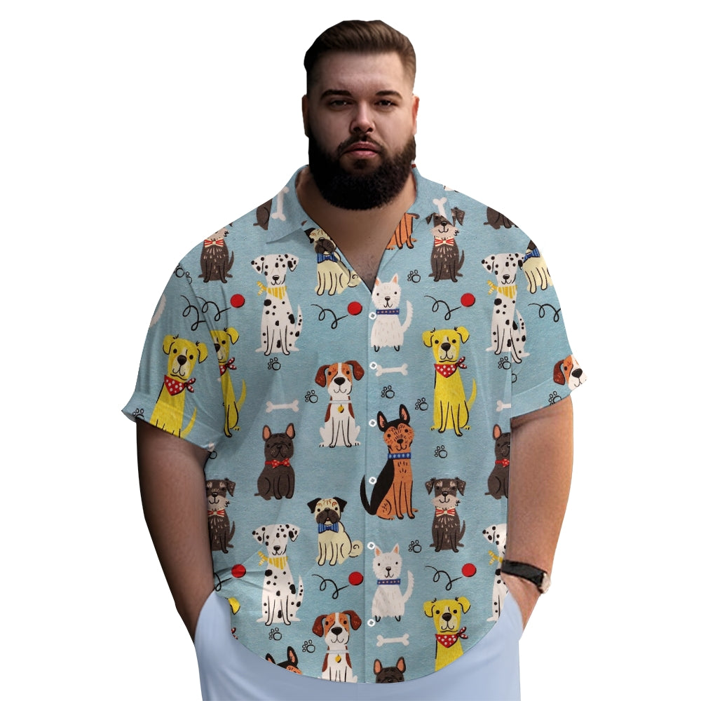 Dogs Cartoon Casual Large Size Short Sleeve Shirt 2407004410