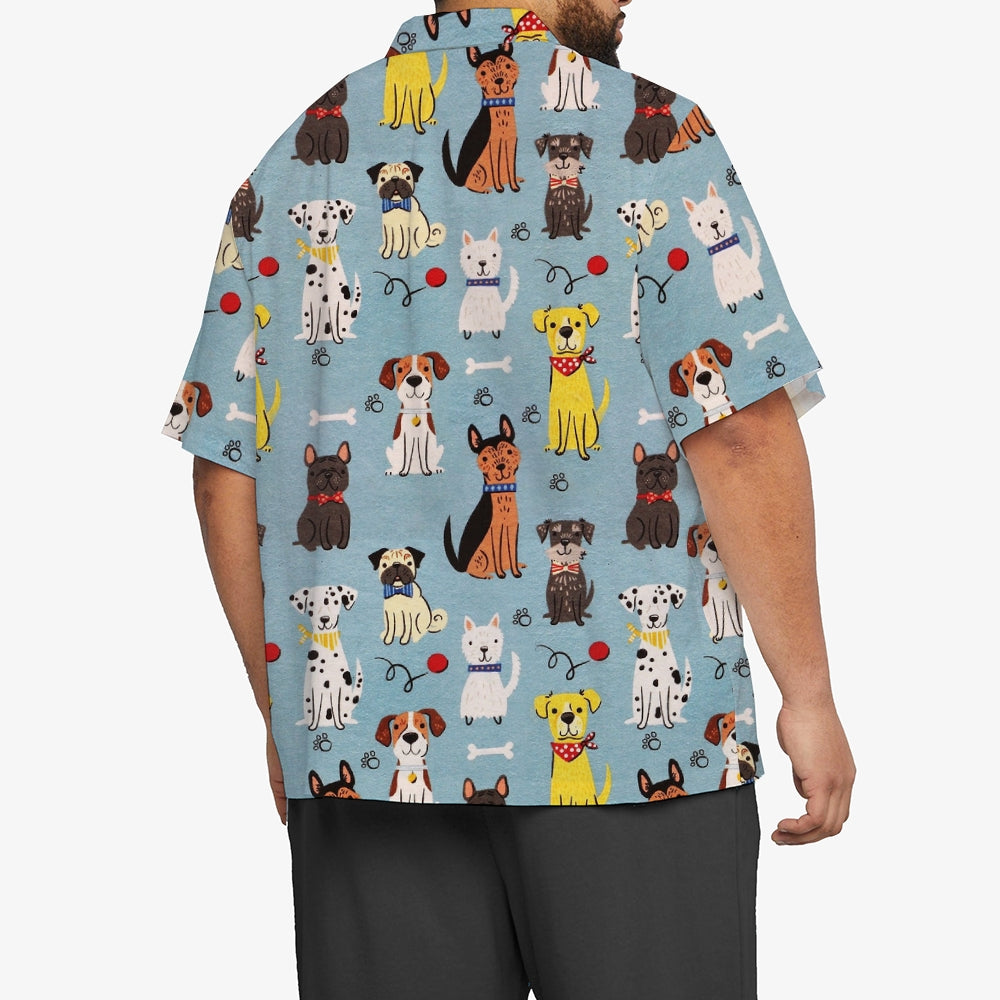 Dogs Cartoon Casual Large Size Short Sleeve Shirt 2407004410