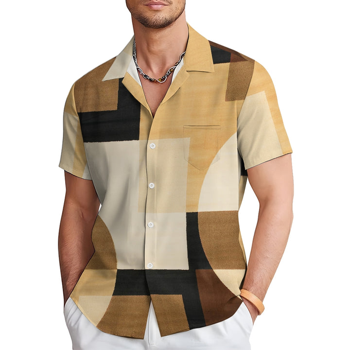 Men's Vibrant Colorblock Short Sleeve Casual Shirt 2409001412