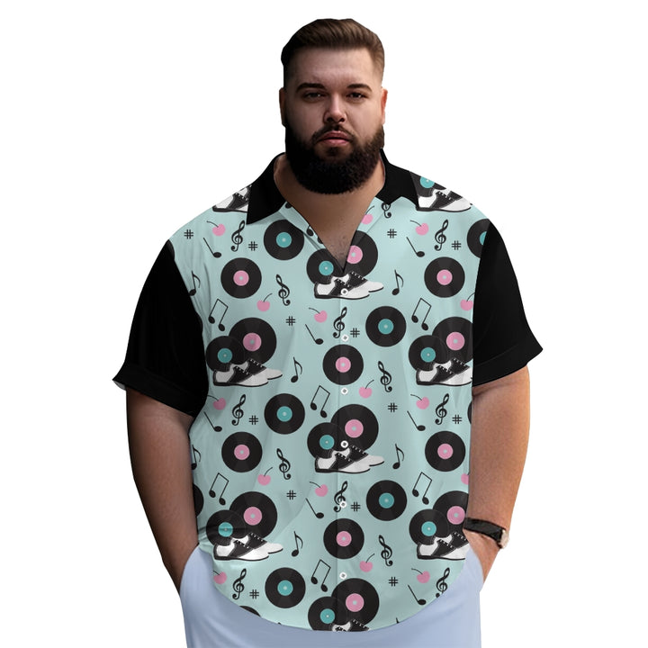 Men's vinyl record print short sleeve shirt