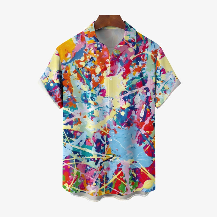 Men's Colorful Art Print Casual Short Sleeve Shirt 2404001897