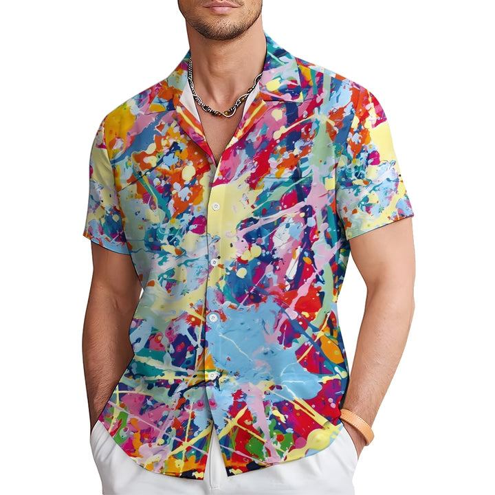 Men's Colorful Art Print Casual Short Sleeve Shirt 2404001897