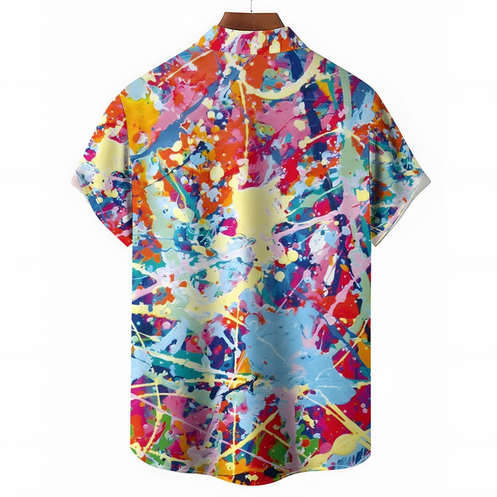 Men's Colorful Art Print Casual Short Sleeve Shirt 2404001897