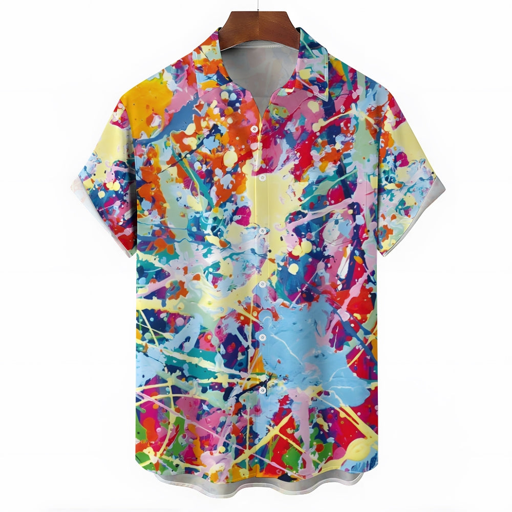 Men's Colorful Art Print Casual Short Sleeve Shirt 2404001897