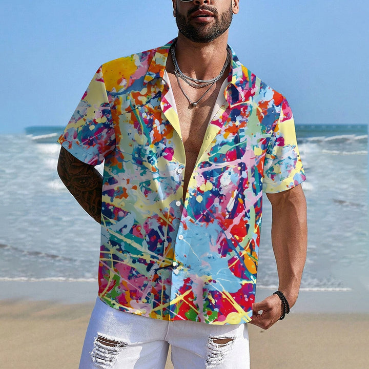 Men's Colorful Art Print Casual Short Sleeve Shirt 2404001897