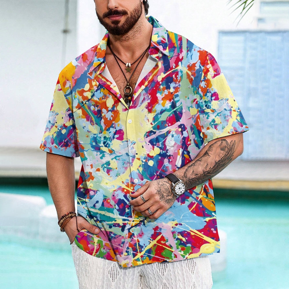 Men's Colorful Art Print Casual Short Sleeve Shirt 2404001897