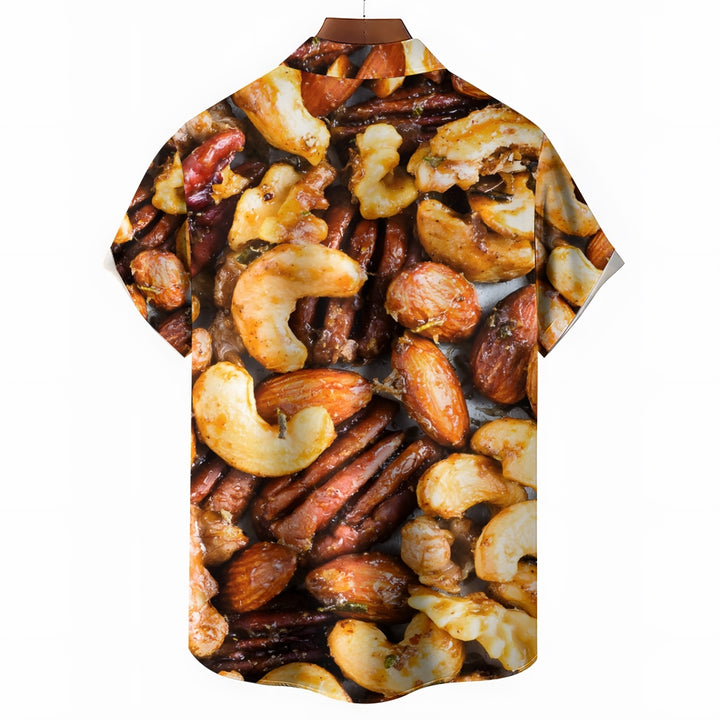 Nut Themed Print Casual Short Sleeve Shirt 2403000220