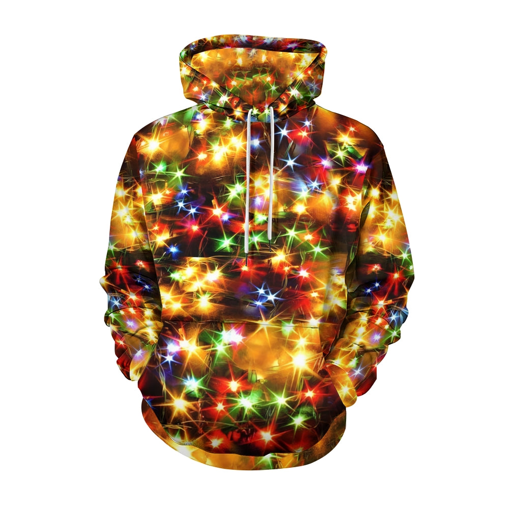 Unisex Hooded Christmas Light String Print Sweatshirt 2311000205