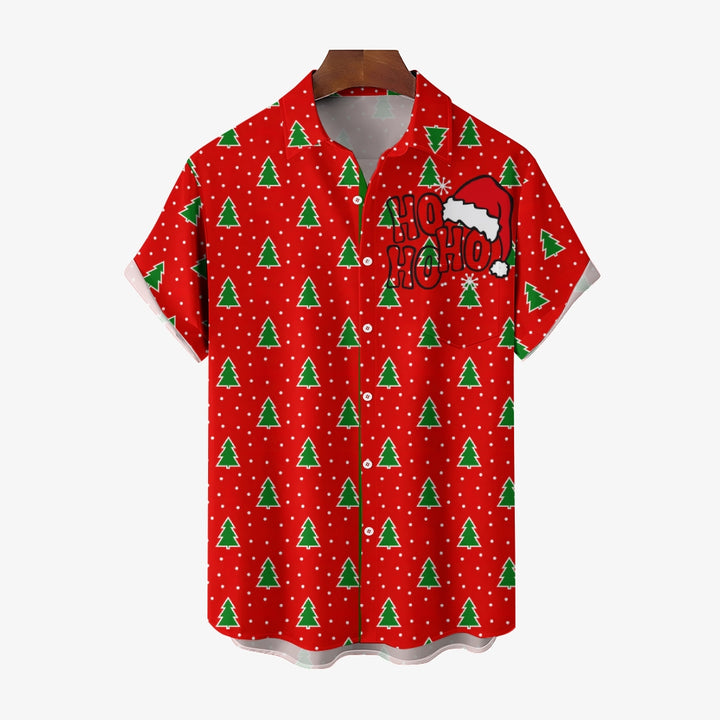 Men's Christmas Tree 3D Digital Print Short Sleeve Shirt 2409003965