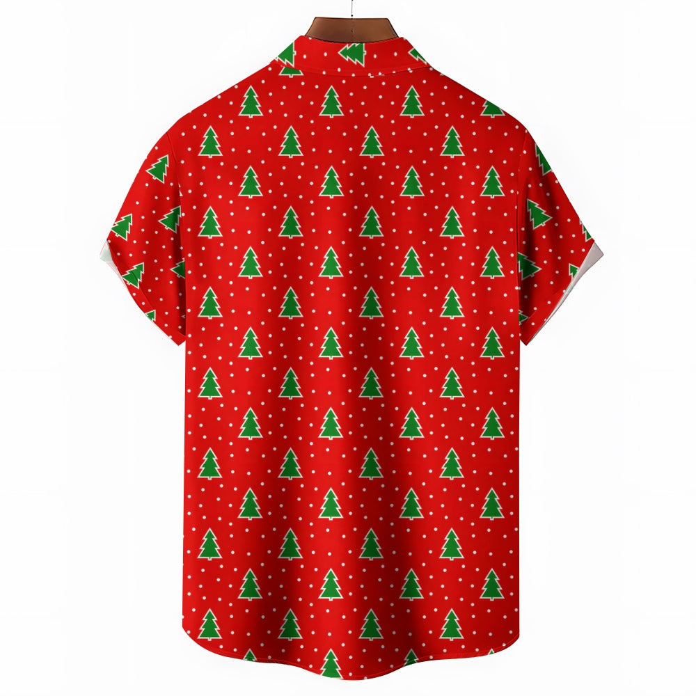 Men's Christmas Tree 3D Digital Print Short Sleeve Shirt 2409003965