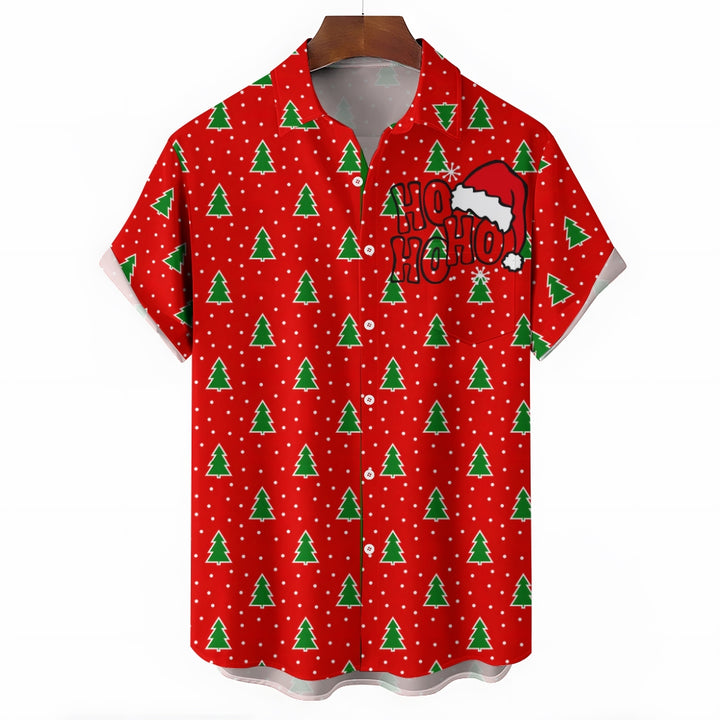 Men's Christmas Tree 3D Digital Print Short Sleeve Shirt 2409003965