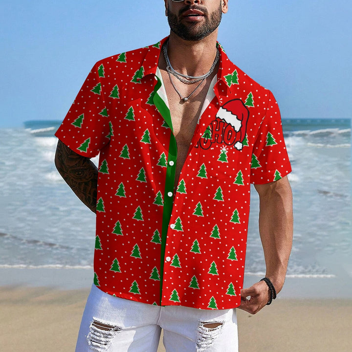 Men's Christmas Tree 3D Digital Print Short Sleeve Shirt 2409003965