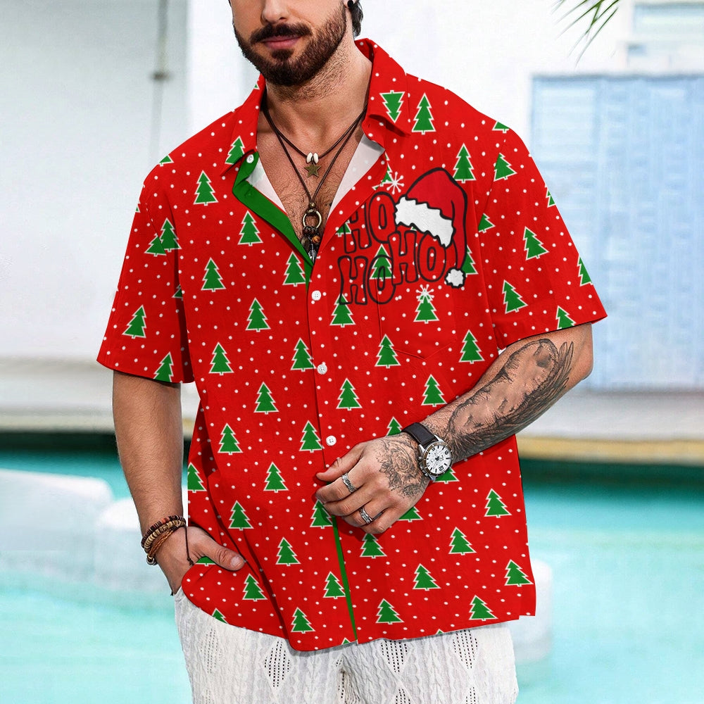 Men's Christmas Tree 3D Digital Print Short Sleeve Shirt 2409003965