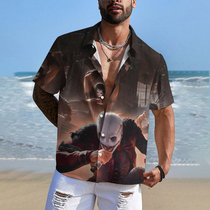 Men's Rock Themed Print Casual Short Sleeve Shirt 2403000223