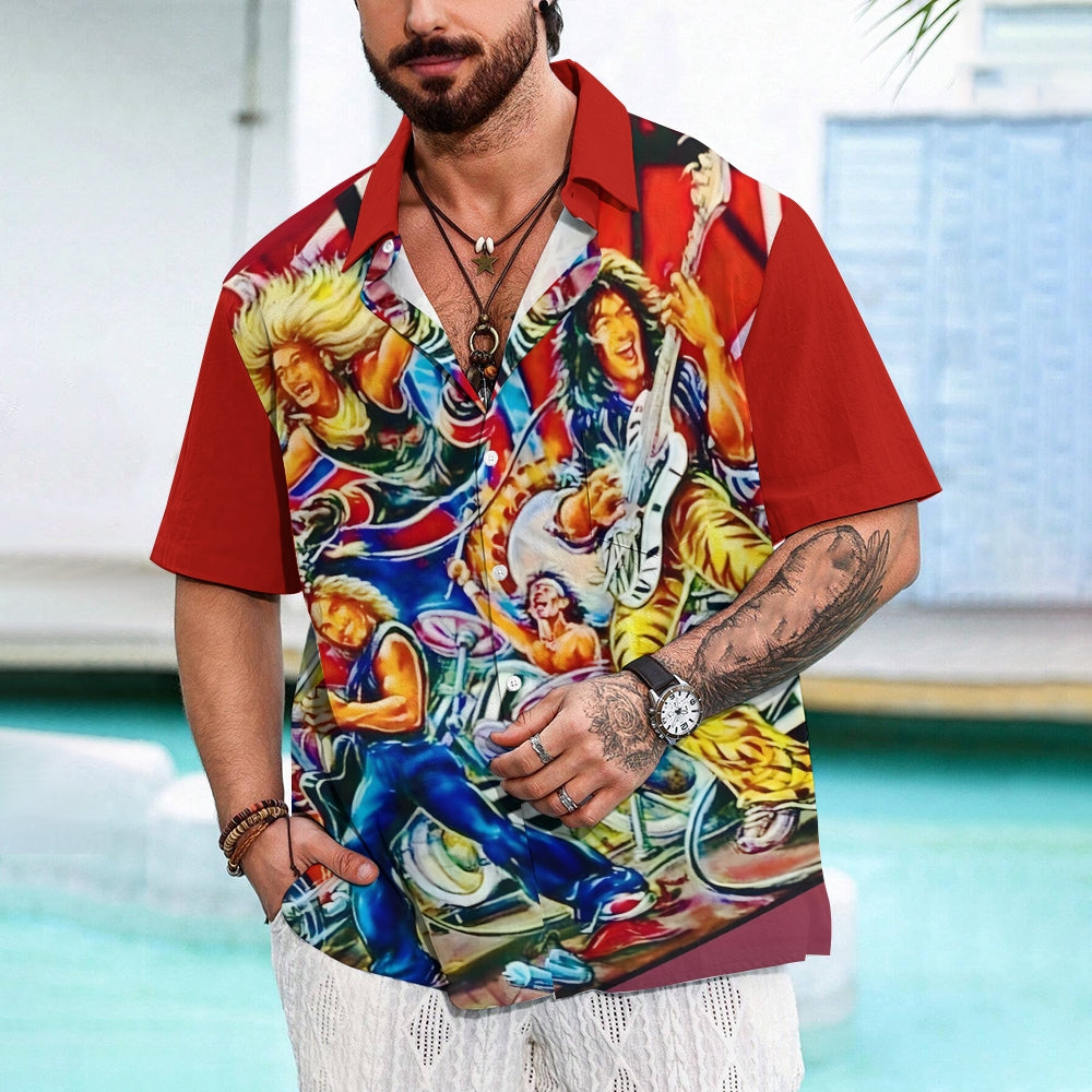 Men's Metallic Rock Print Casual Short Sleeve Shirt 2404000845