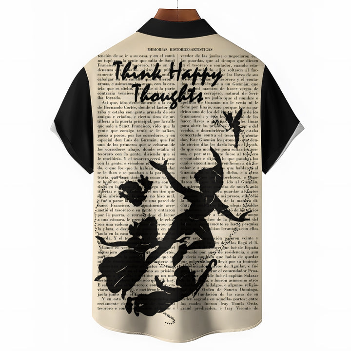 Vintage Fairy Tale Book Magic Silhouette Short Sleeve Shirt 2409005621