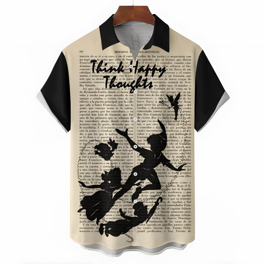 Vintage Fairy Tale Book Magic Silhouette Short Sleeve Shirt 2409005621