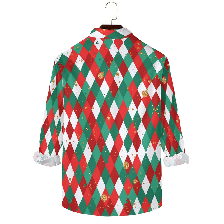 Men's Christmas Print Long-sleeved Shirt 2409005628