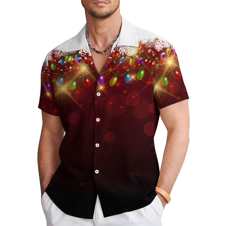 Christmas Lights PrintMen's Pocket Short Sleeve Shirts 2409006774