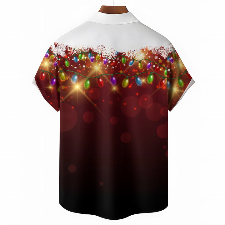 Christmas Lights PrintMen's Pocket Short Sleeve Shirts 2409006774