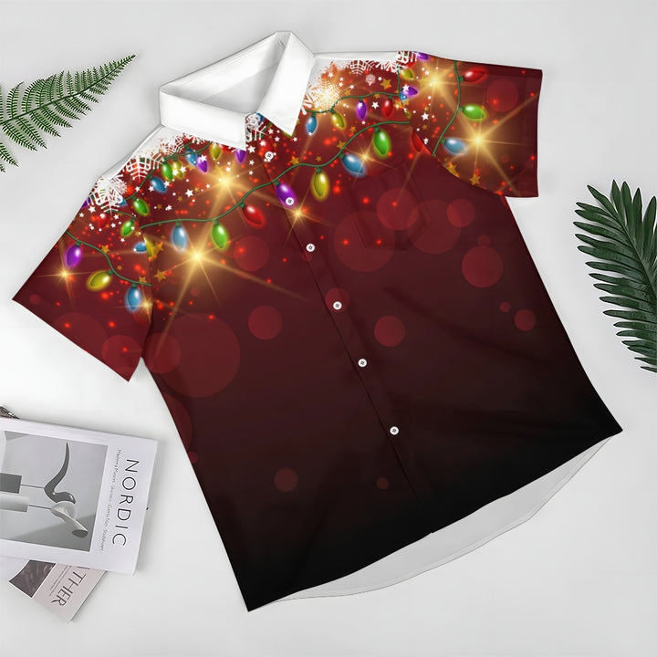 Christmas Lights PrintMen's Pocket Short Sleeve Shirts 2409006774