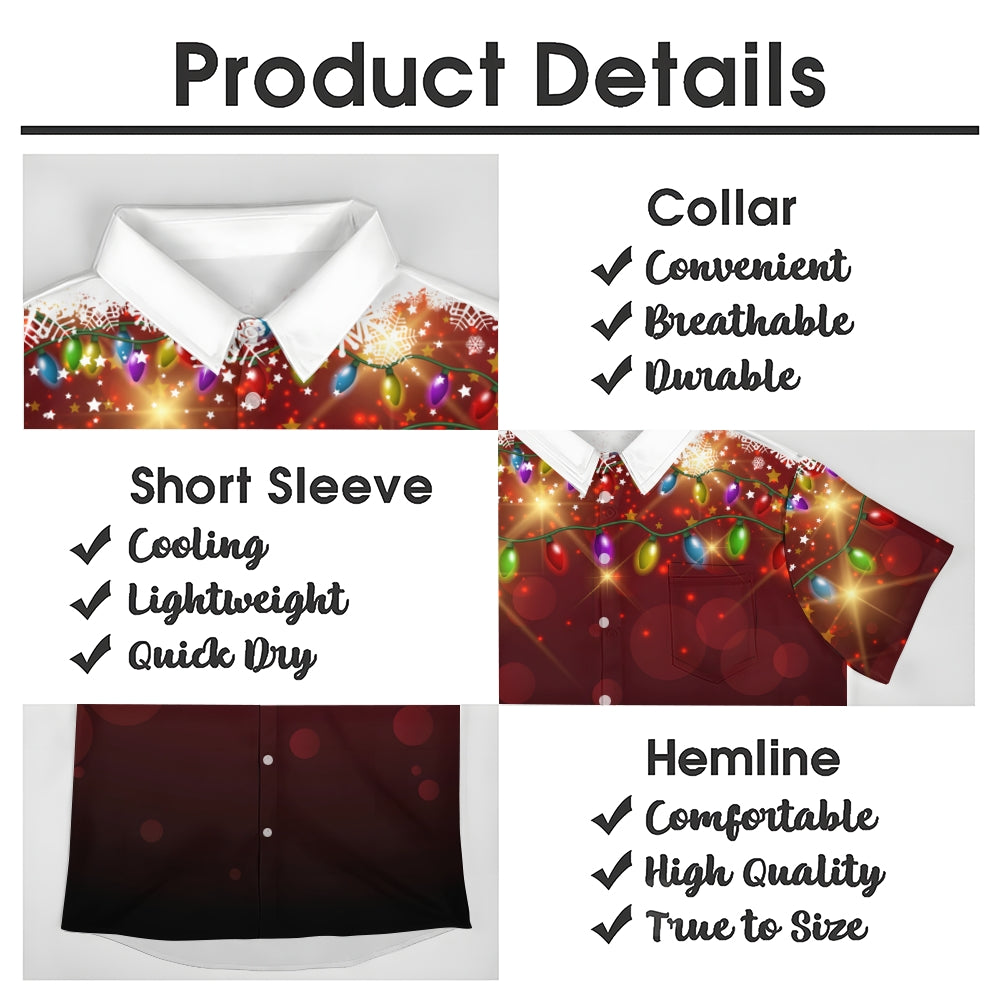 Christmas Lights PrintMen's Pocket Short Sleeve Shirts 2409006774