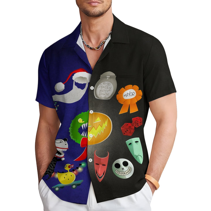 Halloween&Christmas Printing Short Sleeve Shirt 2409006828