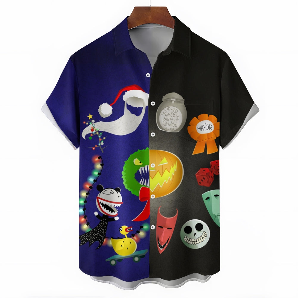 Halloween&Christmas Printing Short Sleeve Shirt 2409006828