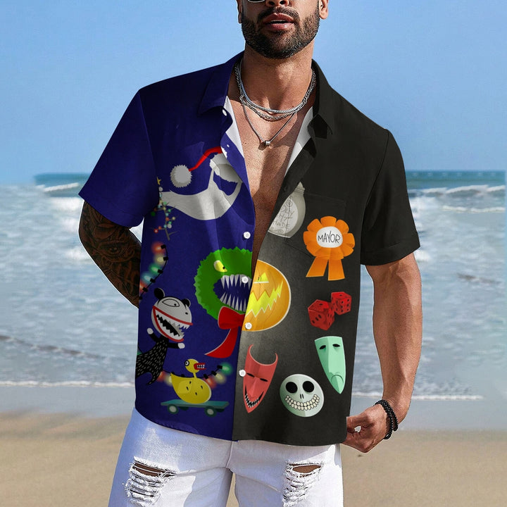 Halloween&Christmas Printing Short Sleeve Shirt 2409006828