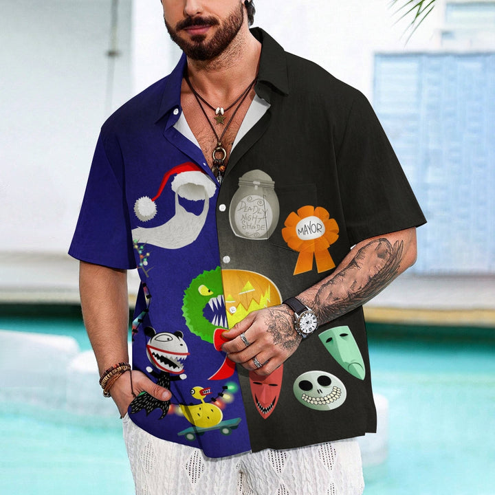 Halloween&Christmas Printing Short Sleeve Shirt 2409006828