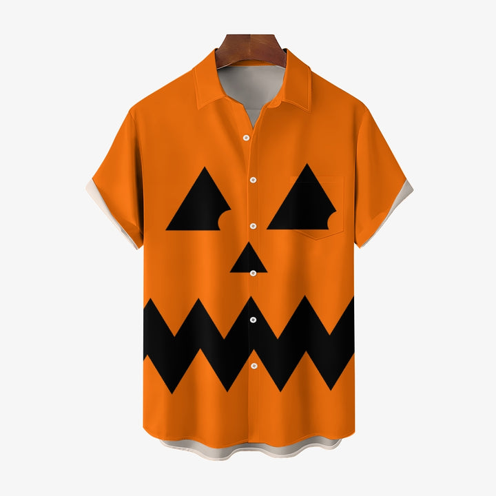 Men Halloween Shirts Short Sleeve Loose Fitting Shirts 2409006880