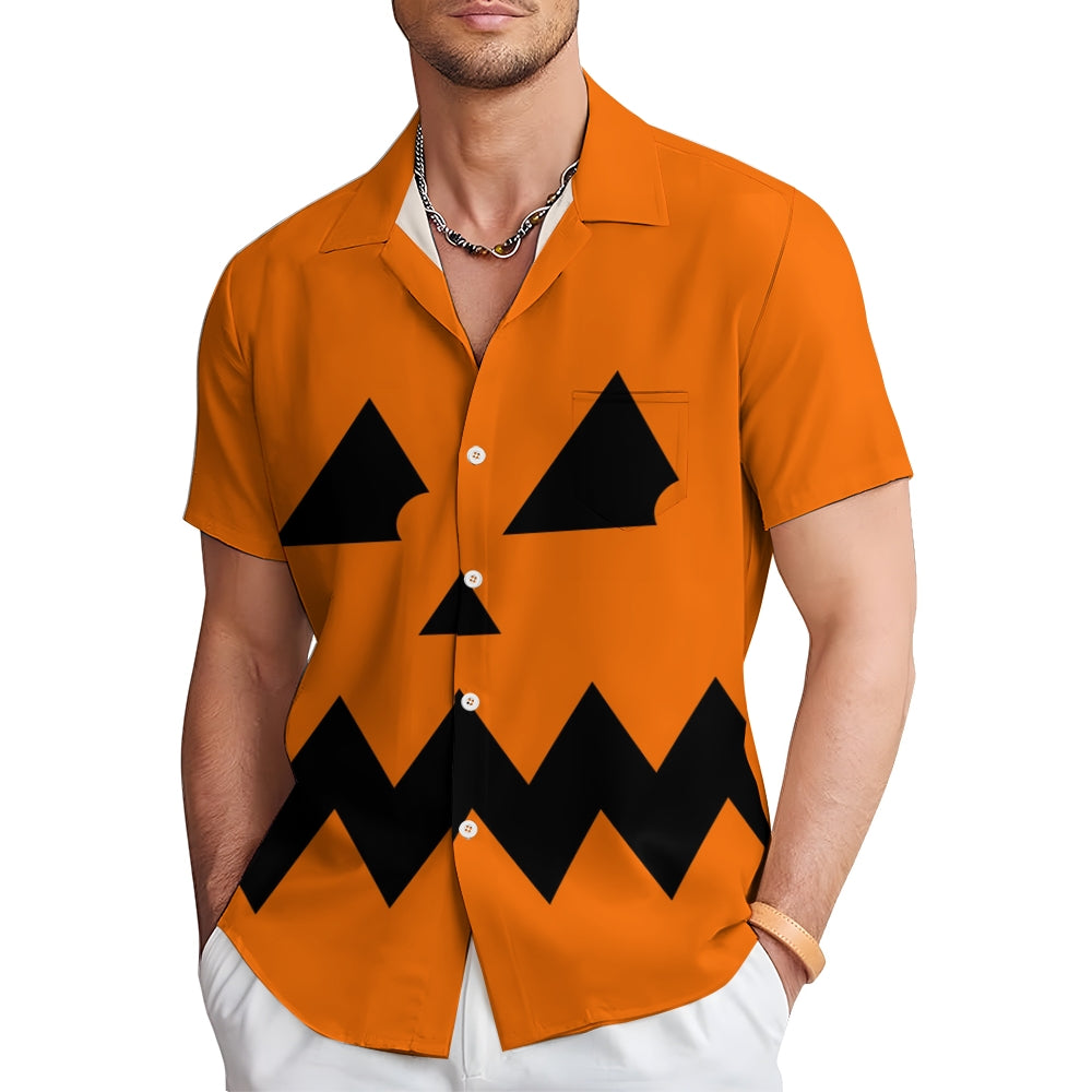 Men Halloween Shirts Short Sleeve Loose Fitting Shirts 2409006880