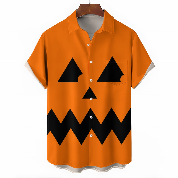 Men Halloween Shirts Short Sleeve Loose Fitting Shirts 2409006880