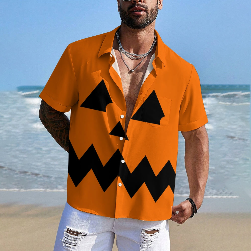 Men Halloween Shirts Short Sleeve Loose Fitting Shirts 2409006880