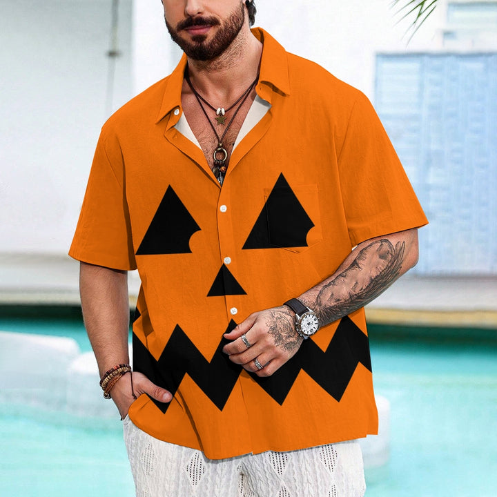 Men Halloween Shirts Short Sleeve Loose Fitting Shirts 2409006880