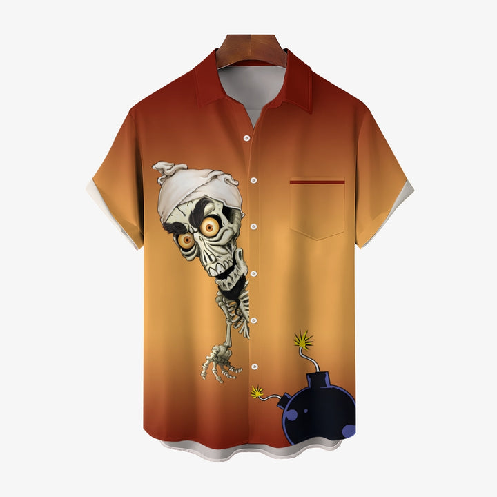 Men's skull print Short Sleeve Shirt 2409007321