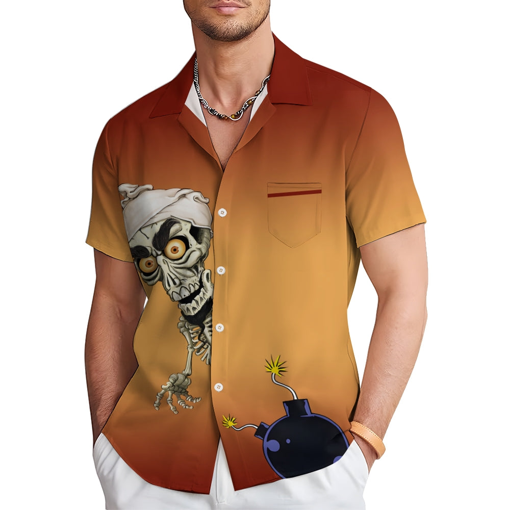 Men's skull print Short Sleeve Shirt 2409007321