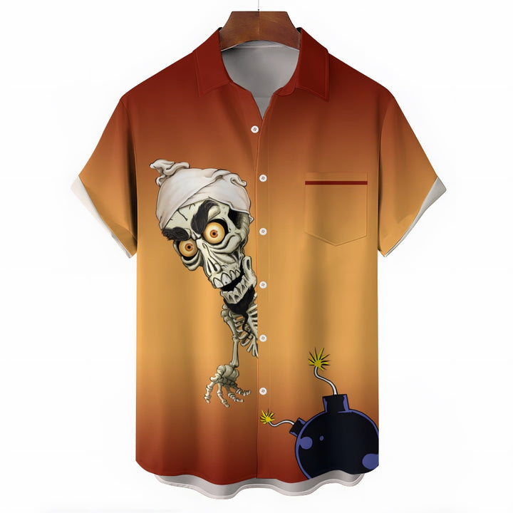 Men's skull print Short Sleeve Shirt 2409007321