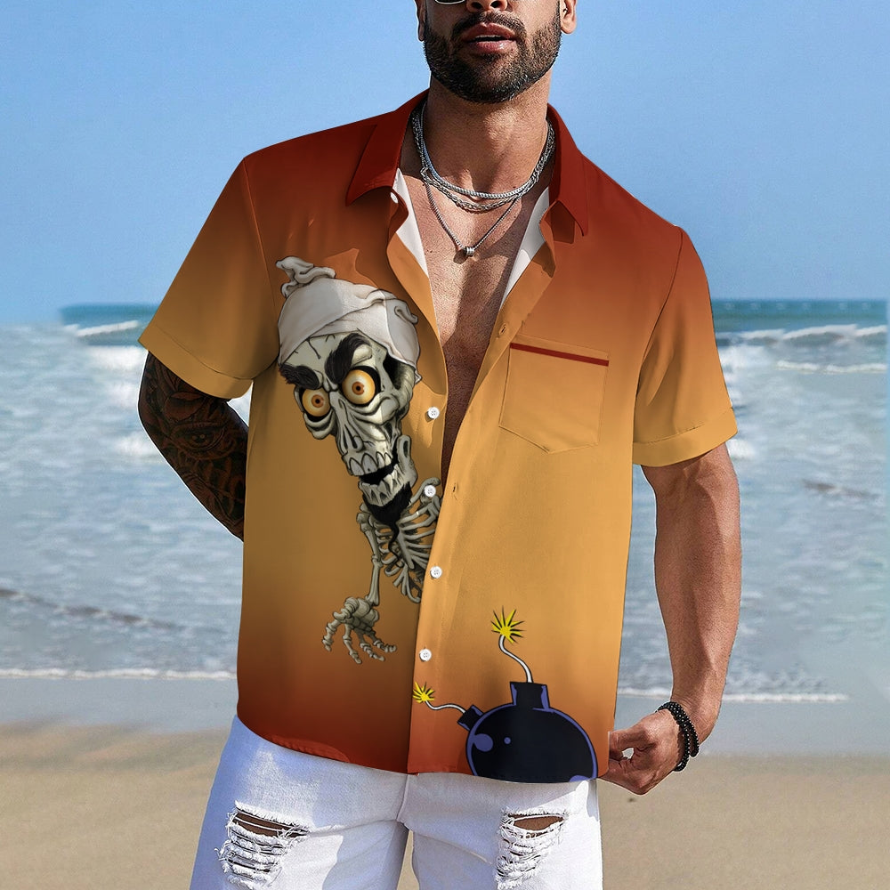 Men's skull print Short Sleeve Shirt 2409007321