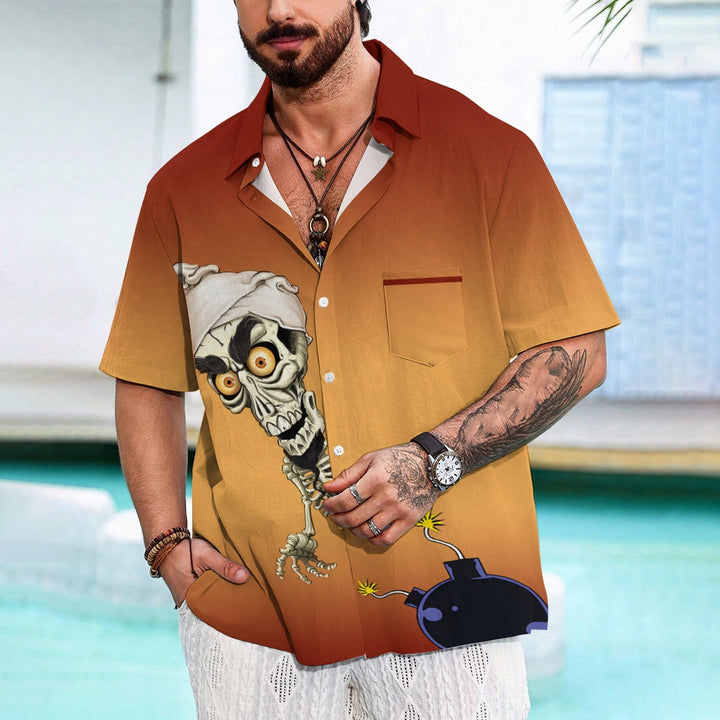 Men's skull print Short Sleeve Shirt 2409007321