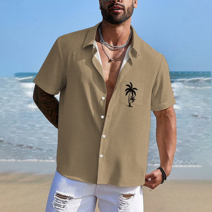 Men's Casual Hawaiian Print Button-Down Short Sleeve Shirt 2408005856