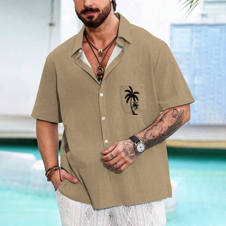 Men's Casual Hawaiian Print Button-Down Short Sleeve Shirt 2408005856