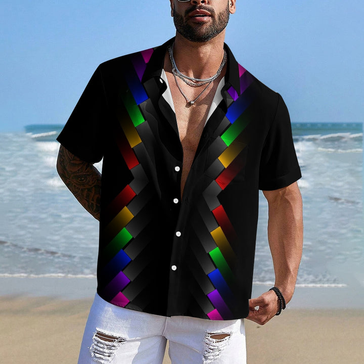 Men's Geometric Print Short Sleeve Shirts 2409007339