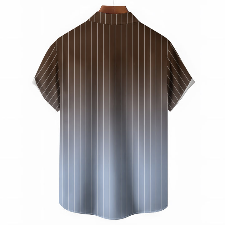 Men's Gradient Stripes Casual Short Sleeve Shirt 2403000817