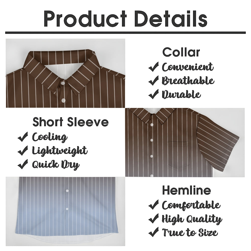 Men's Gradient Stripes Casual Short Sleeve Shirt 2403000817